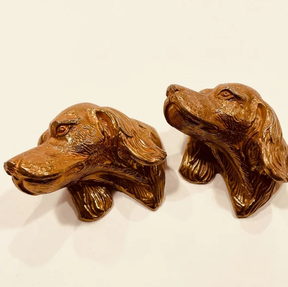 Bronze Heads Of Two Dogs Mid Century Modern Metal Arts